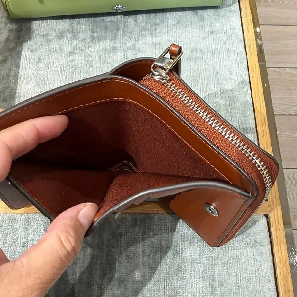 NEW‼️Tory Burch Rory Glazed Mini Wallet 181437 Aged Brown $195